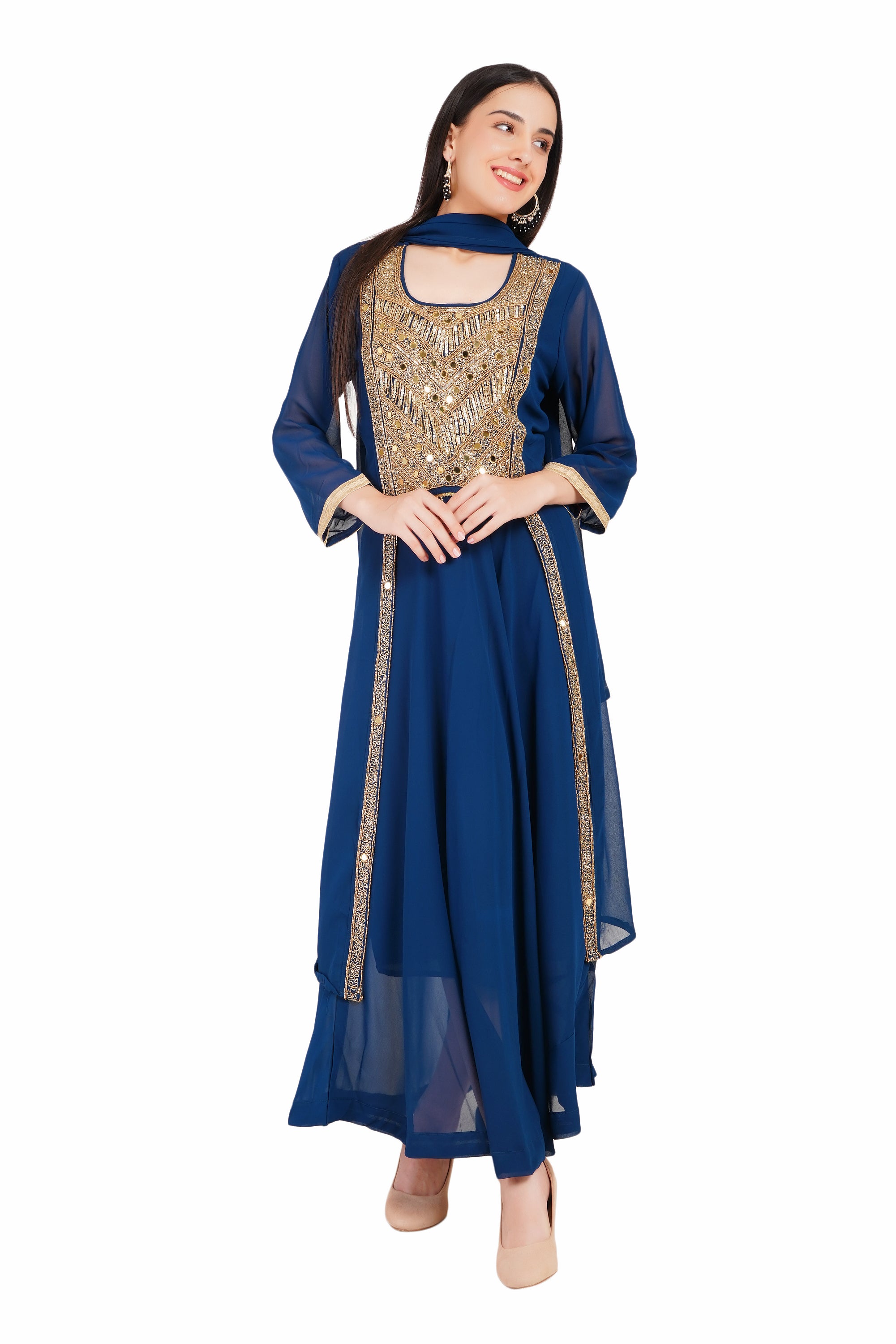 Royal Blue Georgette Kurti Set